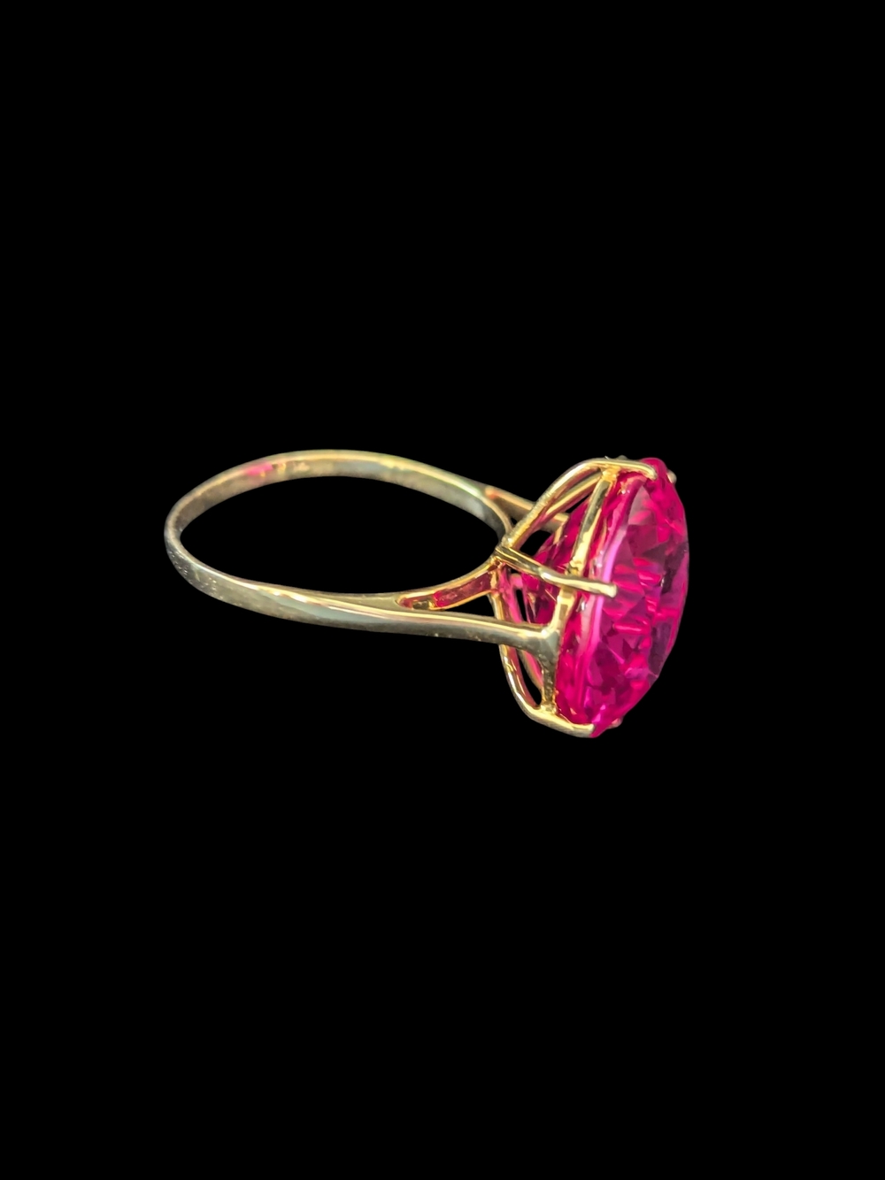 Pink Round Cut Ruby Cocktail 14k Gold Ring S.6.5 - Picture 10 of 14